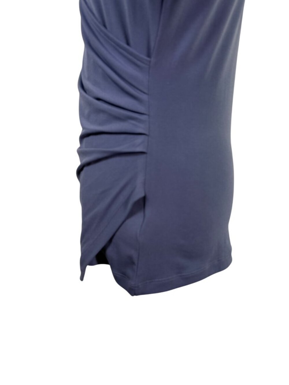 Tahari Dusty Blue Faux Wrap Ruched Long Sleeve Top | Size Medium - Picture 7 of 9